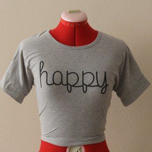 grey happy shirt.